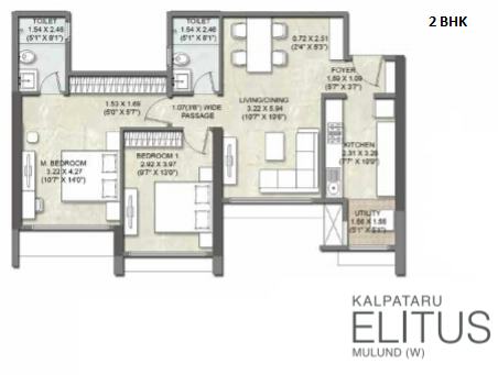 Kalpataru Elitus Mulund 2BHK Plan